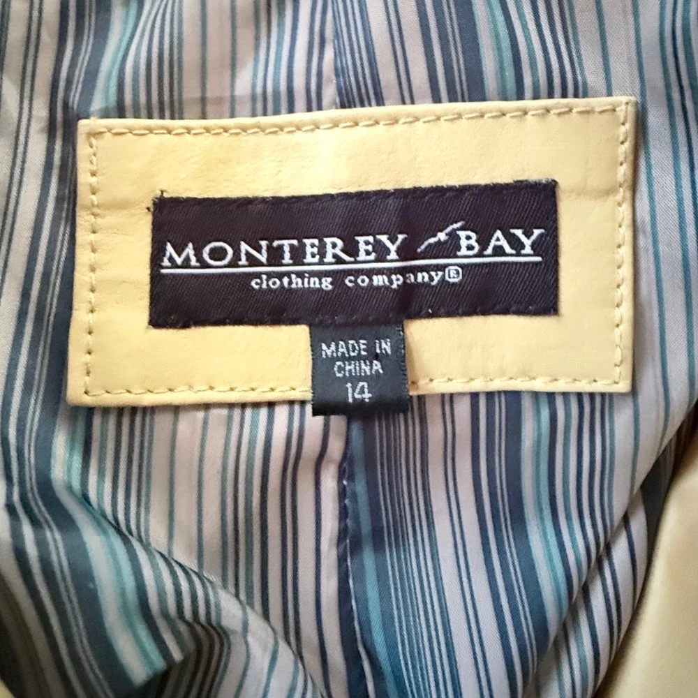 Monterey Bay Clothing Co. Butter Yellow Genuine Leather Blazer - Women's Size 14